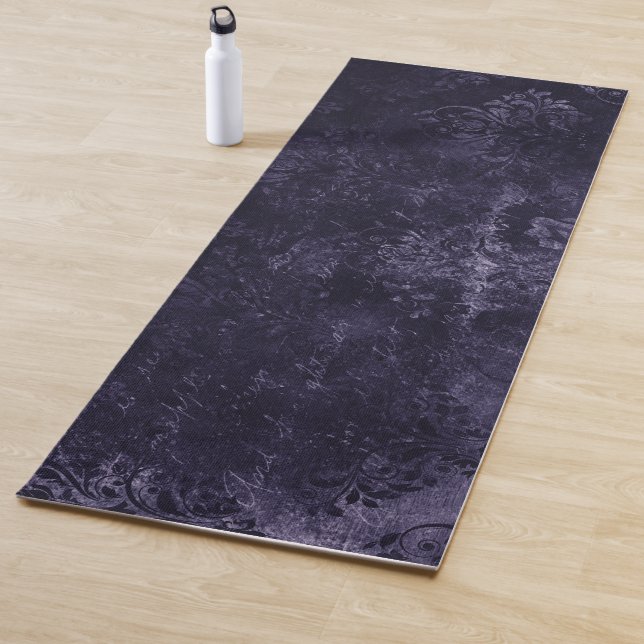 Tapete De Yoga Velvety Midnight Damask | Indigo Purple Grunge (In Situ)