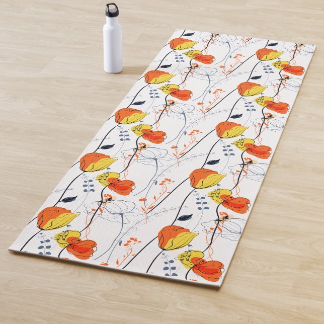 Tapete De Yoga Verão tropical | Belos Design de flores amarelas (In Situ)