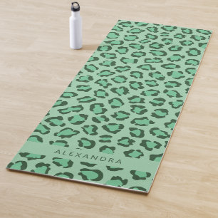 Tapete De Yoga Verde de Leopard Personalizado Moderno