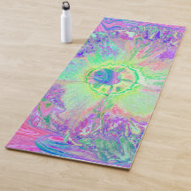 Verde limão Psychedelic Trippy e Hibiscus roxo