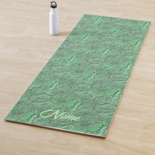 Tapete De Yoga Verde Margarida Flores Natureza Personalizada