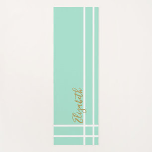Tapete De Yoga Verde menta minimalista nome personalizado senhora