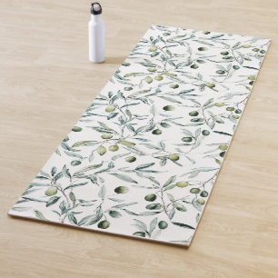 Tapete De Yoga Verde Salvia Aguarela Francês País Azeitona
