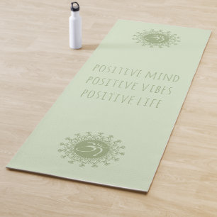 Tapete De Yoga Verdes Om & Mandala Positivos Vibes e Vida