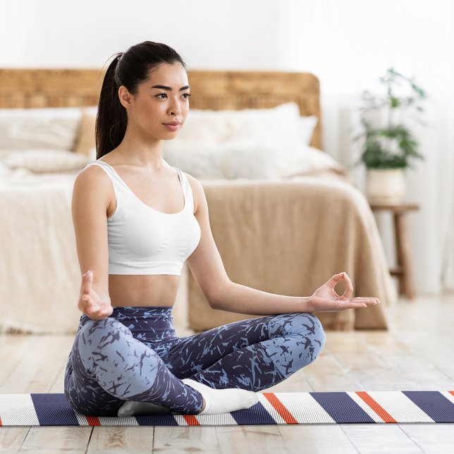 Tapete De Yoga Vermelho com faixas azuis (Criador carregado)