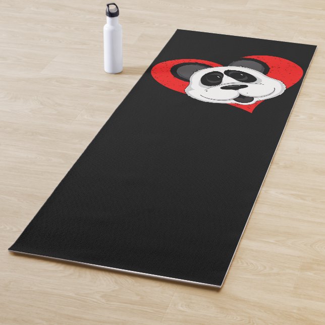 Tapete De Yoga Vermelho e Preto - Urso Panda Bonito (In Situ)