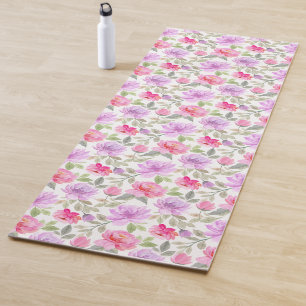 Tapete De Yoga Vibração Fresca de Primavera: Design Floral Rosa e