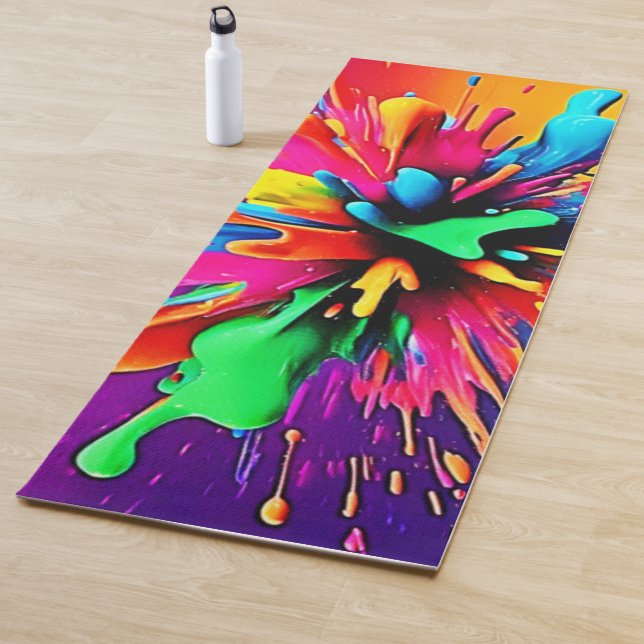 Tapete De Yoga Vibrant Paint Burst Design (In Situ)
