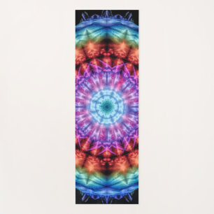 Tapete De Yoga Vibrant Tie Dye Kaleidoscope Rainbow Mandala