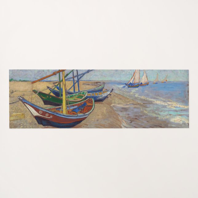 Tapete De Yoga Vincent van Gogh - Barcos de Pesca na Praia (Verso (Horizontal))