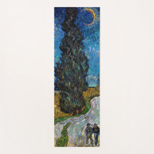 Tapete De Yoga Vincent van Gogh - Estrada com Cypress e Star