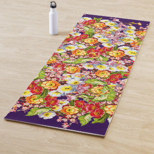 Tapete De Yoga Vintage Art Floral Pattern Spring Flowers Primrose