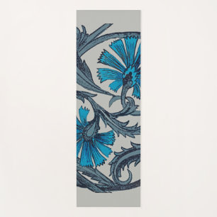 Tapete De Yoga vintage, artesanatos de flores antigas e azuis