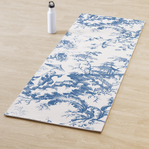 Tapete De Yoga Vintage Blue e White Pagoda Chinoiserie