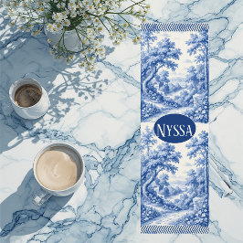 Tapete De Yoga Vintage Blue French Toile Parisian Charm Landscape