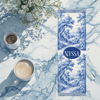 Tapete De Yoga Vintage Blue French Toile Parisian Charm Landscape