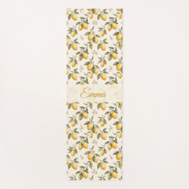Tapete De Yoga Vintage Flor de Limão – Cítrico Botânico Elegante