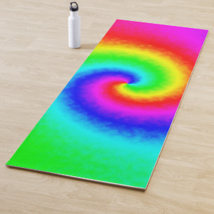 Tapete De Yoga Vintage Hippie Boho Tie Dye Psychedelic Twirl