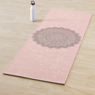 Tapete De Yoga Vintage Mandala Shimmery Stars a Rosa