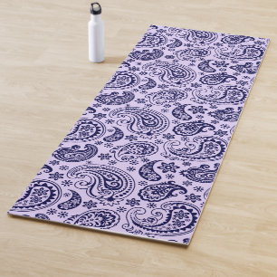 Tapete De Yoga Vintage paisley azul escuro em ioga lavanda