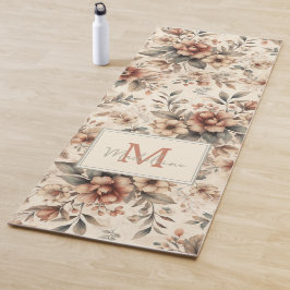 Tapete De Yoga Vintage Rustic Bonito Floral Nome Monograma