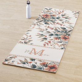 Tapete De Yoga Vintage Rustic Tiny Flowers Nome do Padrão Monogra