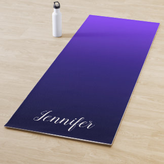 Tapete De Yoga Violet Azul Preto Personalizado Ombre