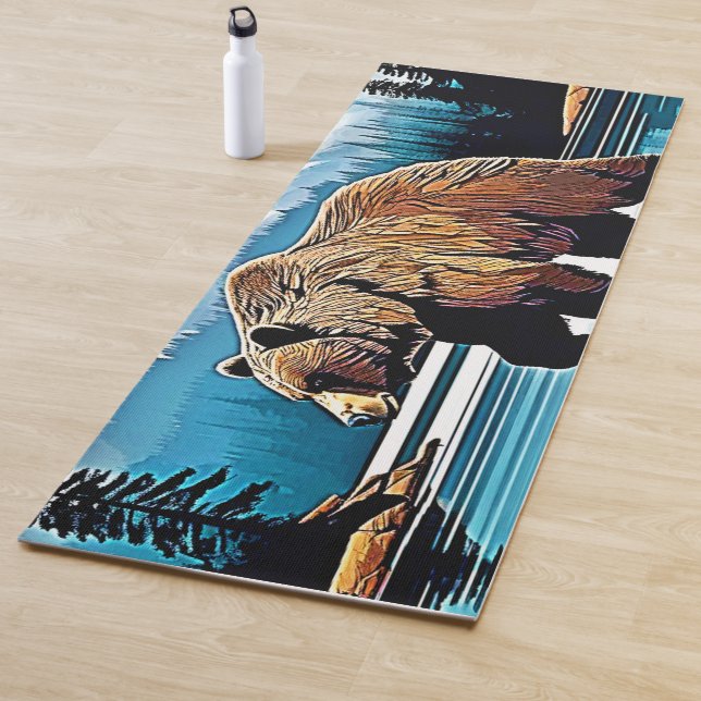 Tapete De Yoga Vista de Montanha do Lago Grizzly (In Situ)
