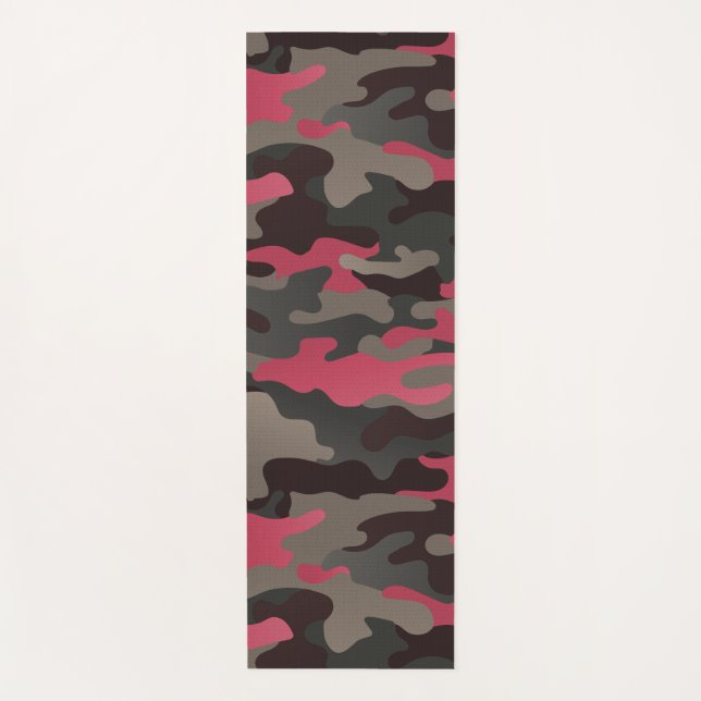 Tapete De Yoga Viva Magenta e Cinza Camo Yoga Mat (Frente)