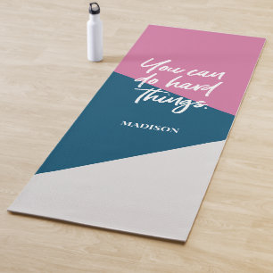 Tapete De Yoga Você pode fazer coisas de duro Cor-de-rosa Cinza 