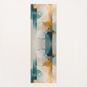 Tapete De Yoga Wabi Sabi Dourado e Azul Abstracto