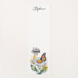 Tapete De Yoga Watercolor Daisy Butterfly Inspirational Yoga Mat