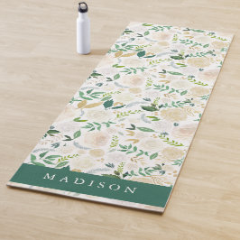 Tapete De Yoga Watercolor Ivory Cream Floral & Greenery