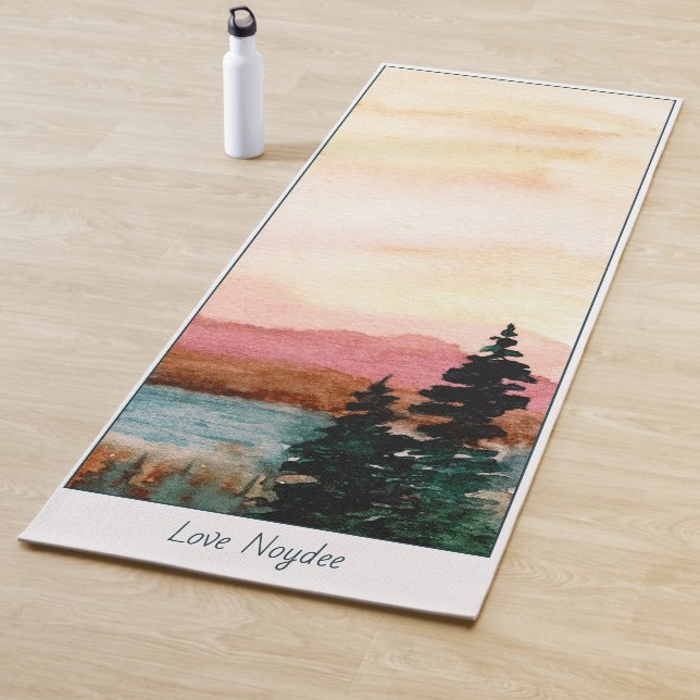Tapete De Yoga Watercolor Landscape Painting, Your Name (In Situ)
