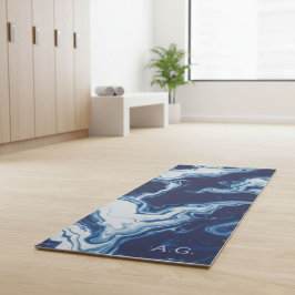 Tapete De Yoga Wellness Waters Exercise Mat - Navy Blue Fluid 