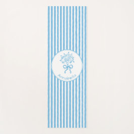 Tapete De Yoga Whimsical Blue White Stripe Preppy Monogram
