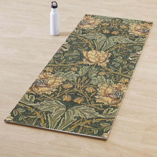 Tapete De Yoga William Morris Honeysuckle Green Floral (In Situ)