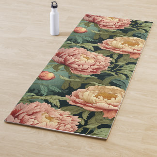 Tapete De Yoga William Morris-Inspirado Peony Floral Patternado