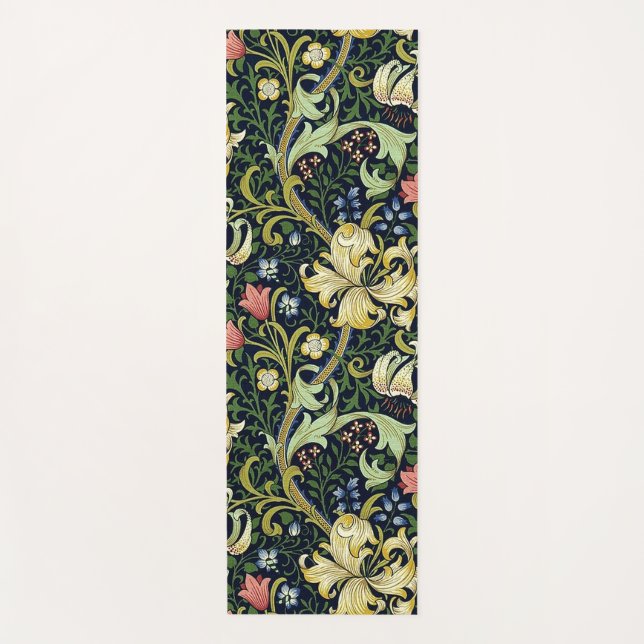 Tapete De Yoga William Morris Ouro Lily Floral Patterno (Frente)