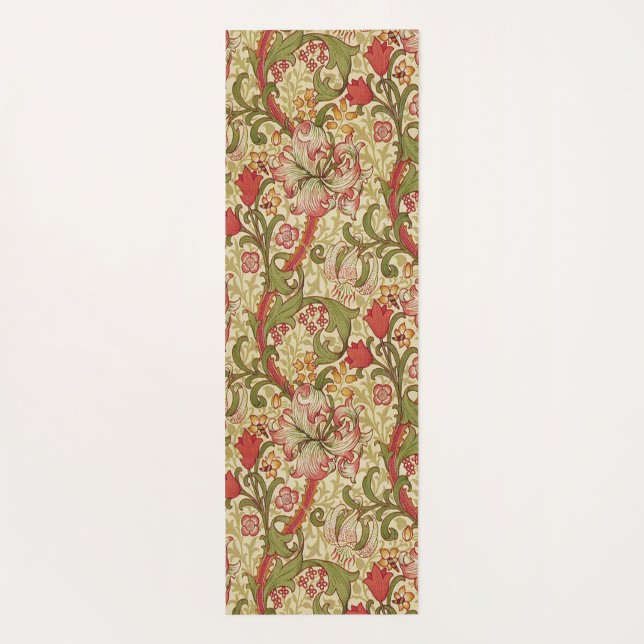 Tapete De Yoga William Morris Ouro Lily Floral Patterno (Verso)