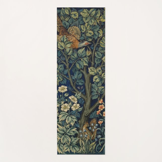 Tapete De Yoga William Morris Pheasant Bird Tree Woodland (Frente)