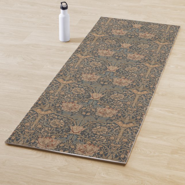 Tapete De Yoga William Morris sobre Yoga Mat de Yoga Azul (In Situ)