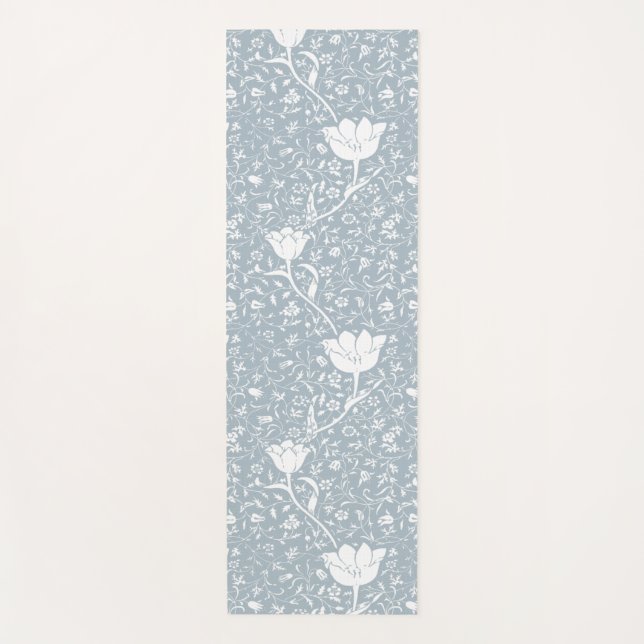 Tapete De Yoga William Morris Tulips em Padrão Branco (Frente)