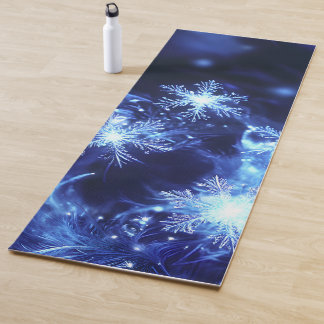 Tapete De Yoga Winter Sparkle Blue Snowflakes