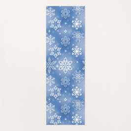 Tapete De Yoga Winter White Snowflakes On Icy Blue