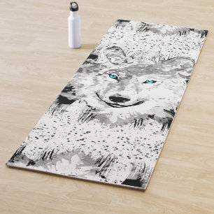 Tapete De Yoga Wolf Head Yoga Mat Desenho do Lobo Cinza