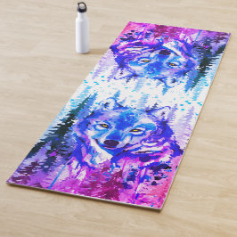 Tapete De Yoga Wolf Yoga Mat - Cinza de Aquarela Wolf