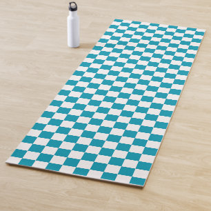 Tapete De Yoga Xadrez azul-turquesa escuro