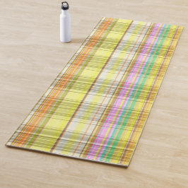 Tapete De Yoga xadrez colorida amarela cor-de-rosa amarela dos an