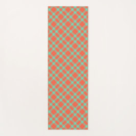 Tapete De Yoga Xadrez Coral Aquamarine Padrão
